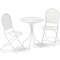 3-Piece Metal Bistro Set with Folding Chairs White Rattan-Style Patio Dining Set for Garden